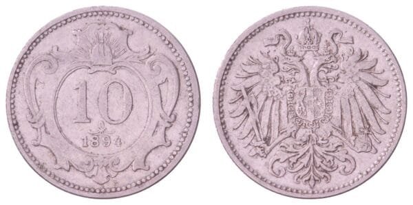 AUSTRIA 10 heller 1894 VF