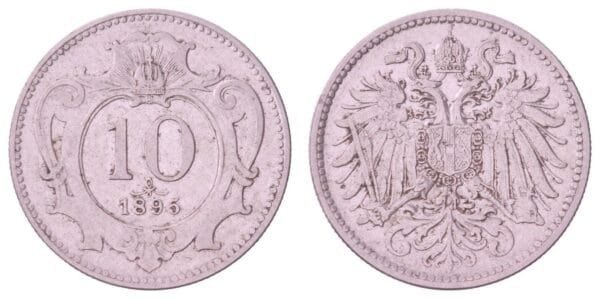 AUSTRIA 10 heller 1895 VF