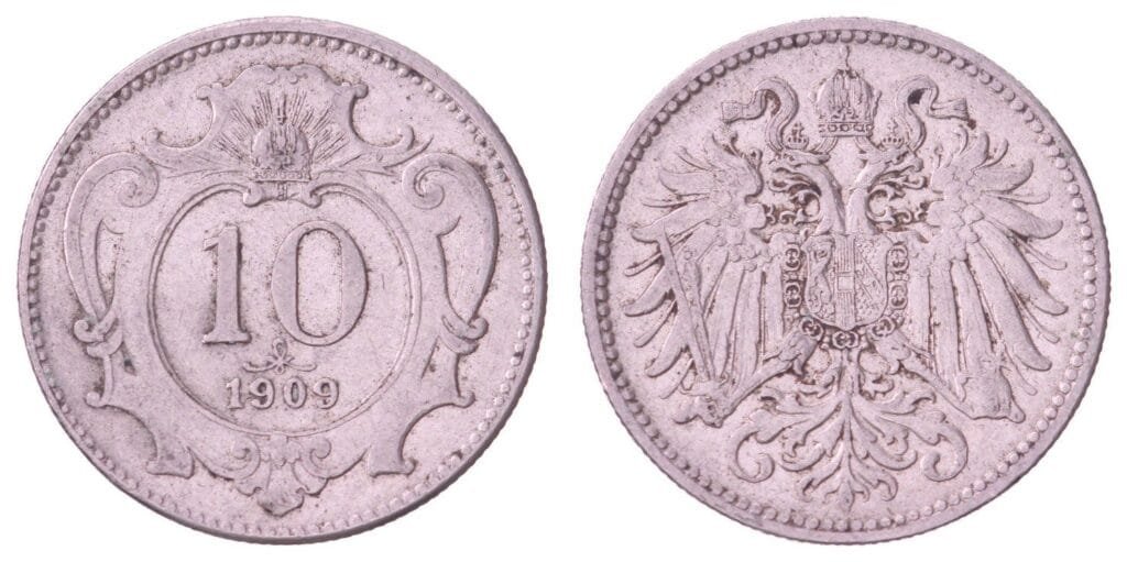 AUSTRIA 10 heller 1909 VF