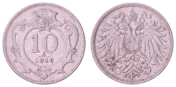 AUSTRIA 10 heller 1910 VF