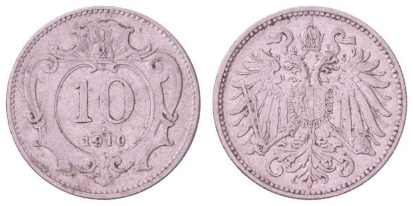 AUSTRIA 10 heller 1910 VF