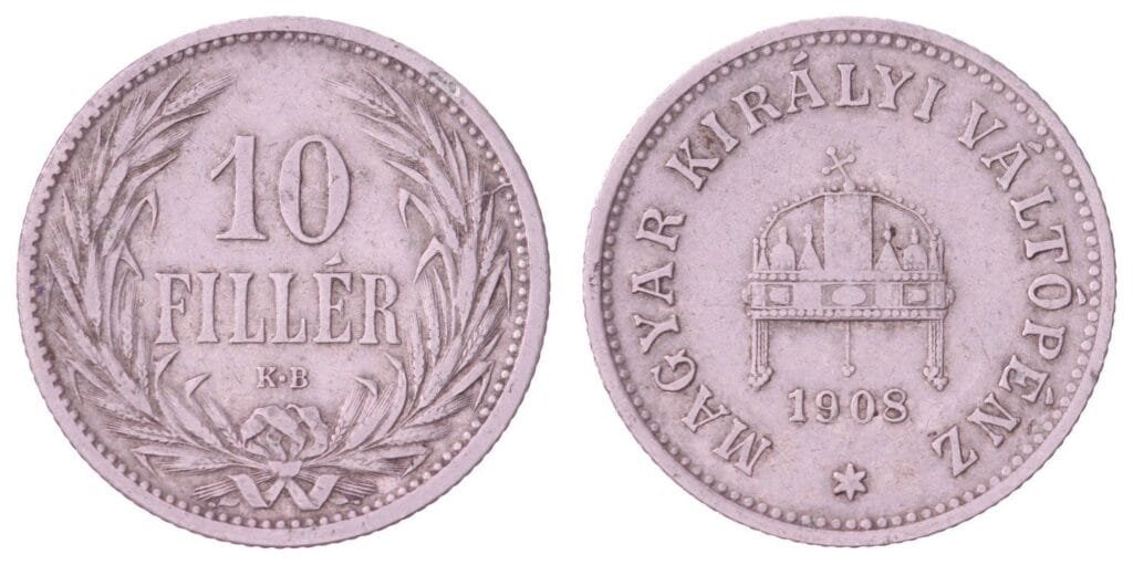 HUNGARY 10 filler 1908 VF