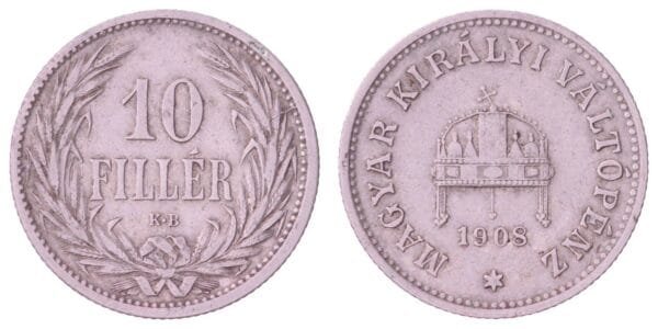 HUNGARY 10 filler 1908 VF