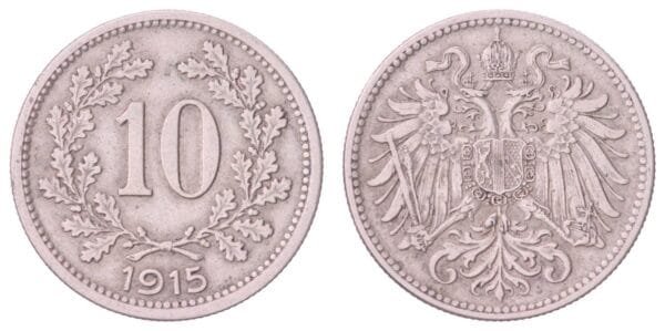 AUSTRIA 10 heller 1915 / WWI issue / VF