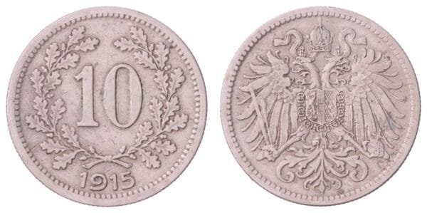 AUSTRIA 10 heller 1915 / WWI issue / VF