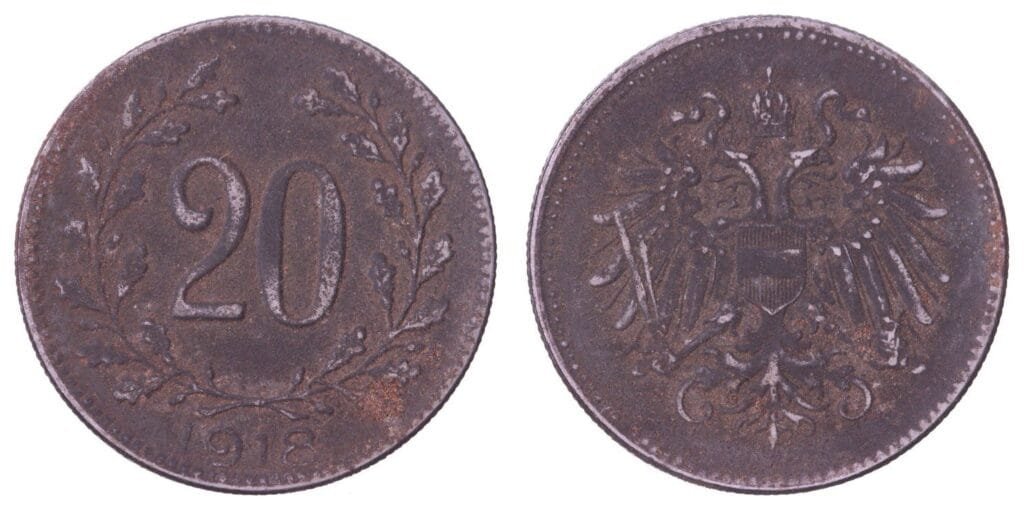 AUSTRIA 20 heller 1918 / WWI issue / VF
