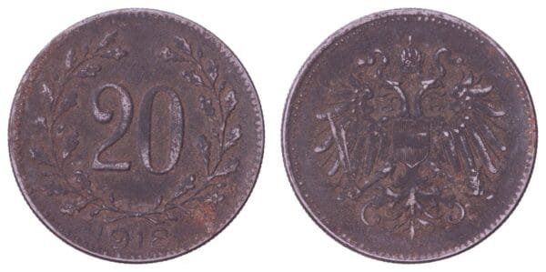 AUSTRIA 20 heller 1918 / WWI issue / VF