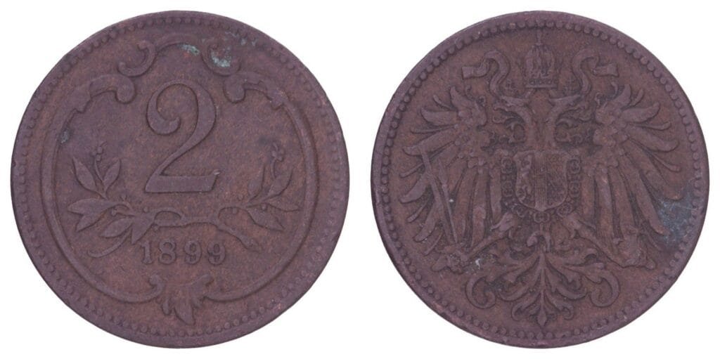 AUSTRIA 2 heller 1899 VF