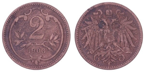 AUSTRIA 2 heller 1903 VF