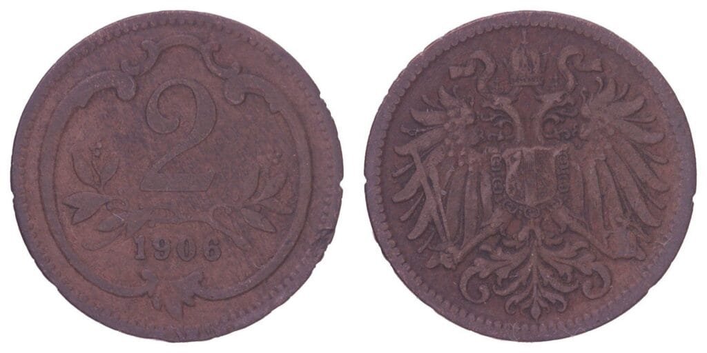 AUSTRIA 2 heller 1906 VF