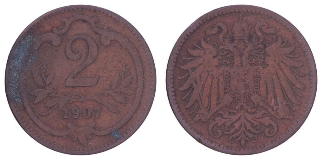 AUSTRIJA 2 helera 1907 VF