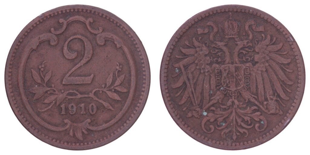 AUSTRIA 2 heller 1910 VF
