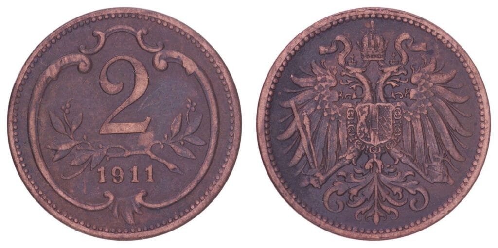 AUSTRIA 2 heller 1911 VF
