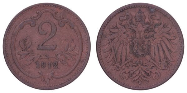 AUSTRIA 2 heller 1912 VF