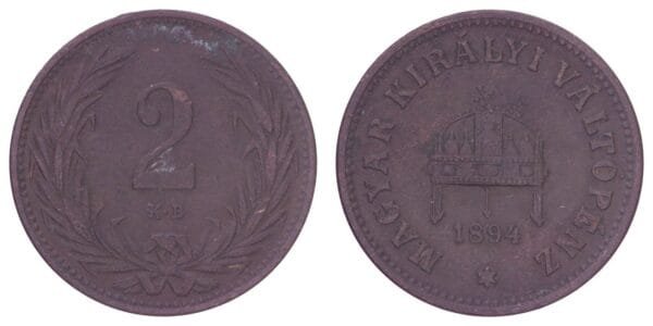 HUNGARY 2 filler 1894 VF