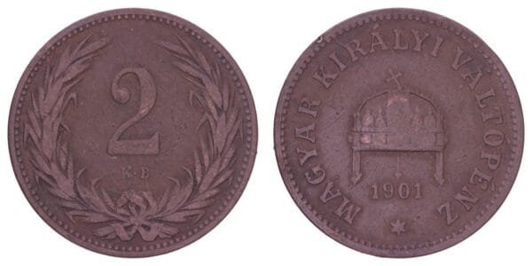 HUNGARY 2 filler 1901 VF