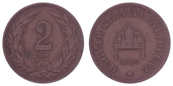 HUNGARY 2 filler 1909 VF