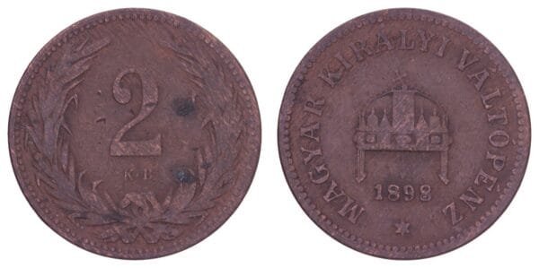 HUNGARY 2 filler 1898 F+