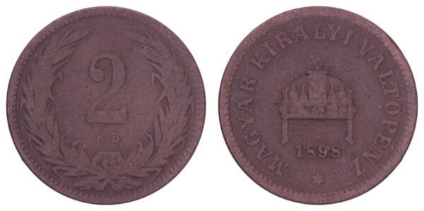 HUNGARY 2 filler 1898 F+