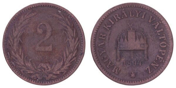 HUNGARY 2 filler 1894 F