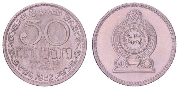 SRI LANKA 50 cents 1982 XF