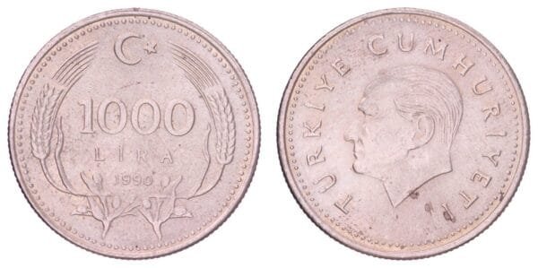 TURKEY 1000 lira 1990 XF