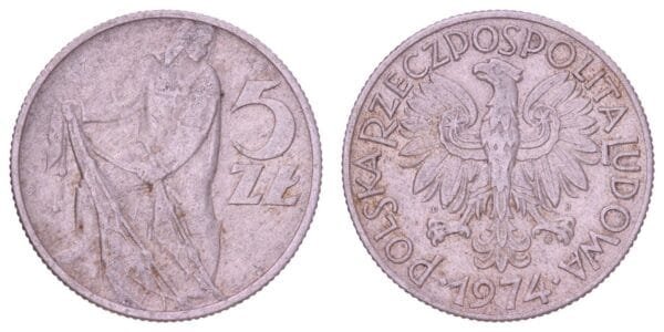 POLAND 5 zlotys 1974 VF