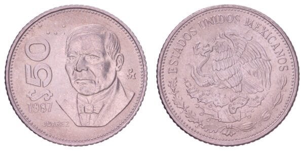 MEXICO 50 pesos 1987 VF+