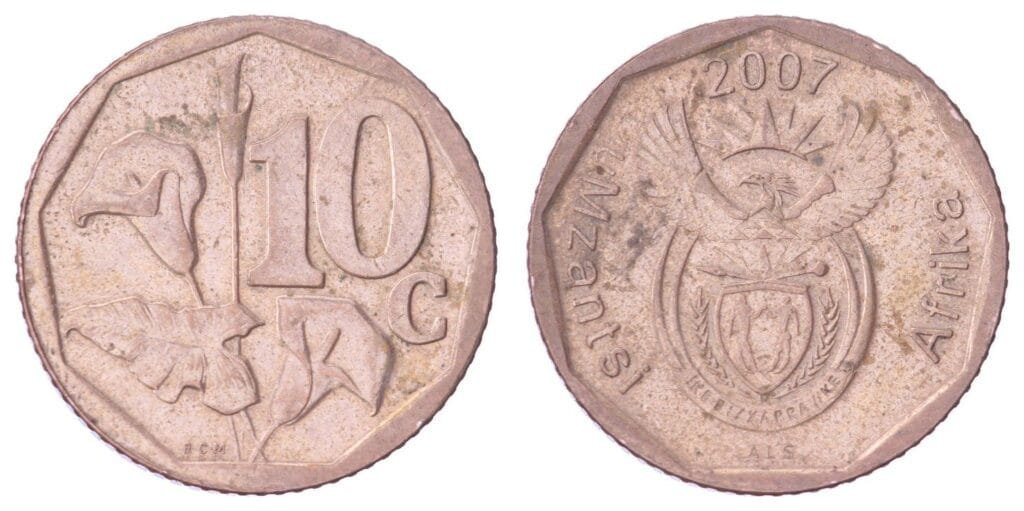 SOUTH AFRICA 10 cents 2007 / uMzantsi Afrika / VF+