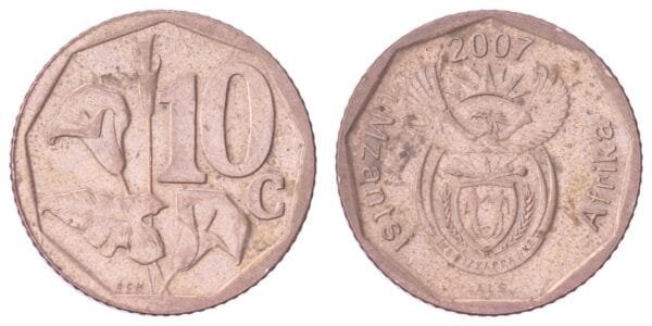 SOUTH AFRICA 10 cents 2007 / uMzantsi Afrika / VF+