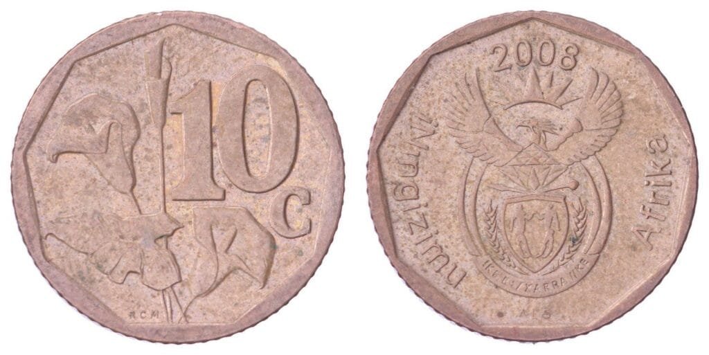 SOUTH AFRICA 10 cents 2008 / iNingizimu Afrika / VF+