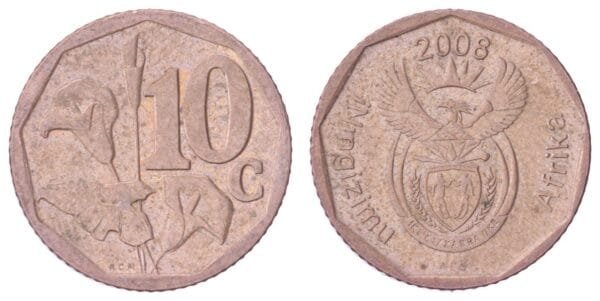 SOUTH AFRICA 10 cents 2008 / iNingizimu Afrika / VF+