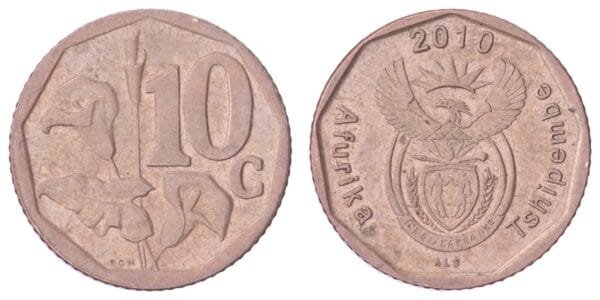 SOUTH AFRICA 10 cents 2010 / Afurika Tshipembe / VF+