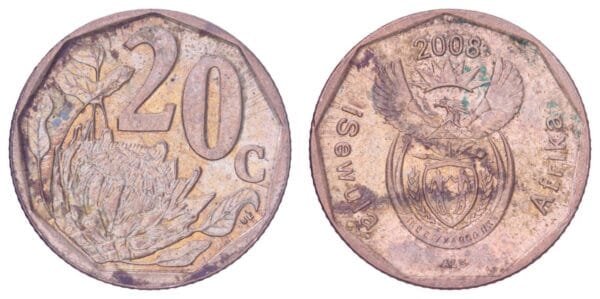 SOUTH AFRICA 20 cents 2008 / iSewula Afrika / VF+