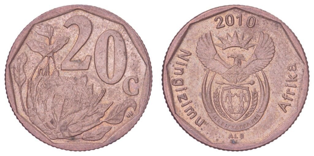 SOUTH AFRICA 20 cents 2010 / Ningizimu Afrika / VF+
