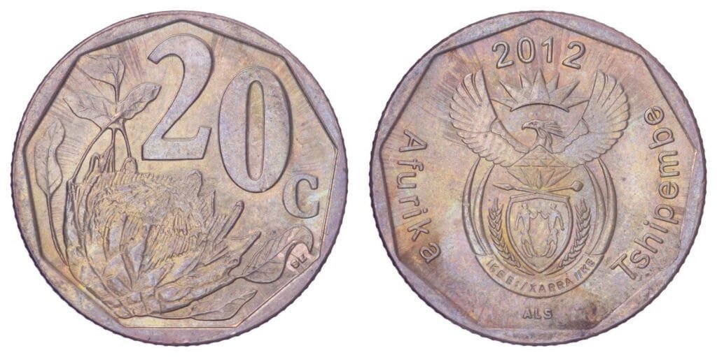 SOUTH AFRICA 20 cents 2012 / Afurika Tshipembe / VF+