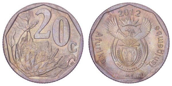 SOUTH AFRICA 20 cents 2012 / Afurika Tshipembe / VF+