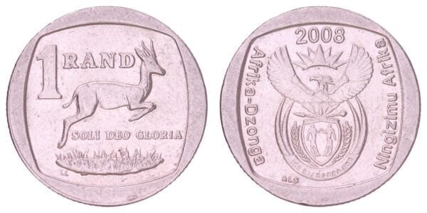 SOUTH AFRICA 1 rand 2008 / Afrika-Dzonga - Ningizimu Afrika / VF+