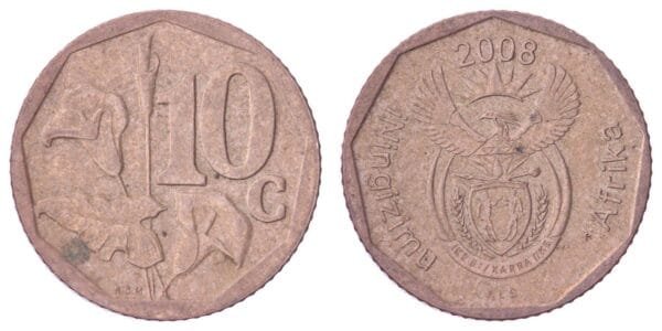 SOUTH AFRICA 10 cents 2008 / iNingizimu Afrika / VF