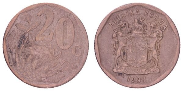 SOUTH AFRICA 20 cents 1997 / Aforika Borwa / VF
