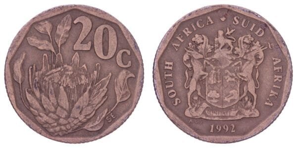 SOUTH AFRICA 20 cents 1992 / South Africa - Suid-Afrika / VF