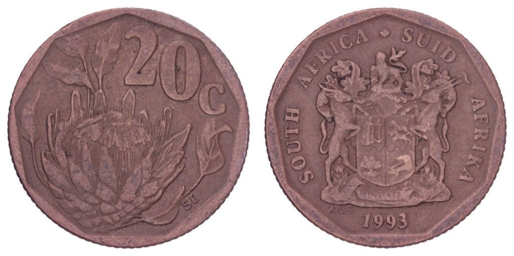 SOUTH AFRICA 20 cents 1993 / South Africa - Suid-Afrika / VF
