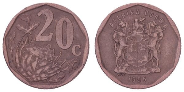 SOUTH AFRICA 20 cents 1996 / Aforika Borwa / VF