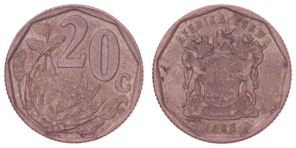 SOUTH AFRICA 20 cents 1996 / Aforika Borwa / VF