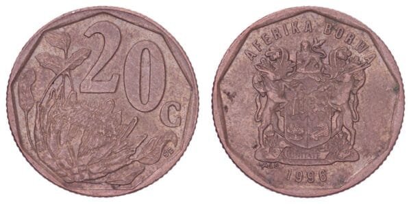 SOUTH AFRICA 20 cents 1996 / Aforika Borwa / VF