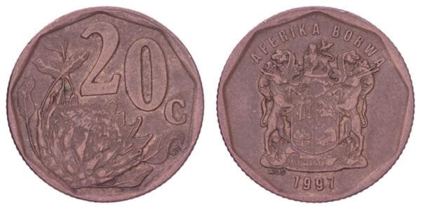 SOUTH AFRICA 20 cents 1997 / Aforika Borwa / VF