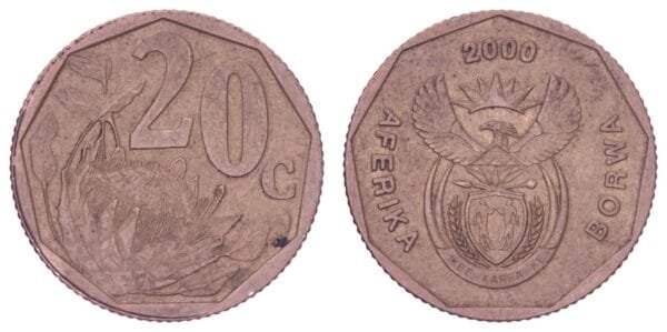 SOUTH AFRICA 20 cents 2000 / Aforika Borwa / VF