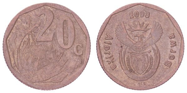 SOUTH AFRICA 20 cents 2003 / Aforika Borwa / VF