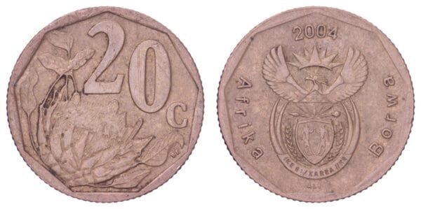 SOUTH AFRICA 20 cents 2004 / Aforika Borwa / VF