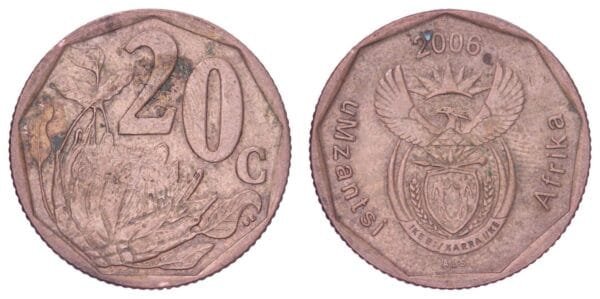 SOUTH AFRICA 20 cents 2006 / nuMzantsi Afrika / VF